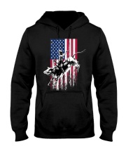 Bull Rider Patriotic American Flag Hooded Sweatshirt tile