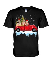 Golden Retriever Riding Christmas V-Neck T-Shirt tile