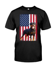 American Flag Rottweiler Dog Classic T-Shirt front