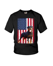American Flag Rottweiler Dog Youth T-Shirt tile