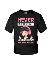 Womens A Woman who loves Kpop Anime Youth T-Shirt tile