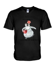 Penguin And Coffee Make Me Happy V-Neck T-Shirt tile