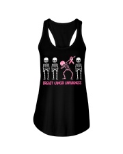 Dabbing Skeleton Pink Ribbon Ladies Flowy Tank tile