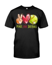 Peace Love Softball Classic T-Shirt front