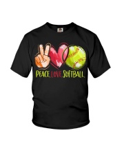 Peace Love Softball Youth T-Shirt tile