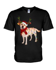 Santa Labrador retriever reindeer V-Neck T-Shirt tile