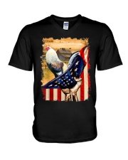 US Flag Cock Fight V-Neck T-Shirt tile