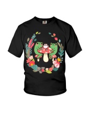Frogs Drinking Tea Mushroom Youth T-Shirt tile