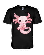 Axolotl Pastel Goth Strawberry Milk Shake V-Neck T-Shirt tile