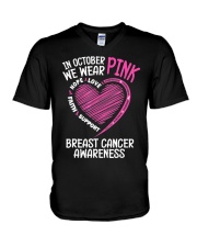 In October We Wear Pink Love Hope Faith V-Neck T-Shirt tile