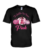 Breast Cancer Awareness Pumpkin V-Neck T-Shirt tile