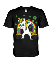 Dabbing Unicorn St Patricks Day V-Neck T-Shirt tile