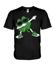 Dabbing Shamrock St Patrick's Day V-Neck T-Shirt tile