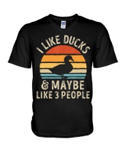 I Like Ducks And Maybe Like 3 People V-Neck T-Shirt tile