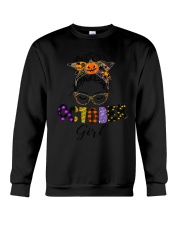 October Girl Halloween Messy Bun Crewneck Sweatshirt tile