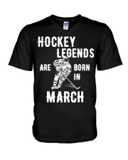 Hockey Legends Are Born In March V-Neck T-Shirt tile