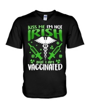 Kiss Me I'm Not Irish But I Am Vaccinated V-Neck T-Shirt tile