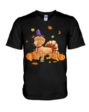 Happy Thanksgiving Dachshund Turkey V-Neck T-Shirt tile