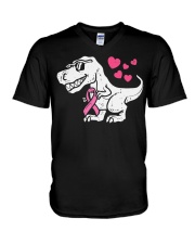 Pink Ribbon T-Rex V-Neck T-Shirt tile