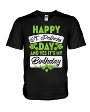 Happy St Patricks Day Its My Birthday V-Neck T-Shirt tile