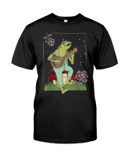 Vintage Cottagecore Aesthetic Frog Playing Banjo On Mushroom Classic T-Shirt front