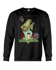 Vintage Cottagecore Aesthetic Frog Playing Banjo On Mushroom Crewneck Sweatshirt tile