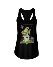 Vintage Cottagecore Aesthetic Frog Playing Banjo On Mushroom Ladies Flowy Tank tile