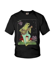 Vintage Cottagecore Aesthetic Frog Playing Banjo On Mushroom Youth T-Shirt tile
