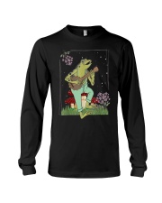 Vintage Cottagecore Aesthetic Frog Playing Banjo On Mushroom Long Sleeve Tee tile