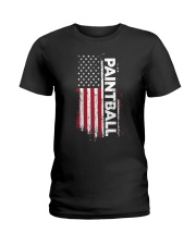Vintage USA Flag Cool Paintball Ladies T-Shirt tile