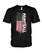 Vintage USA Flag Cool Paintball V-Neck T-Shirt tile
