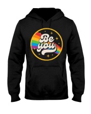 Be You Pride LGBTQ Gay LGBT Ally Rainbow Flag Retro Vintage Hooded Sweatshirt tile