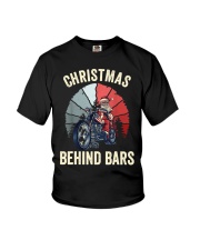 Christmas Life Behind Bars Funny Santa Riding Motorcycle Youth T-Shirt tile