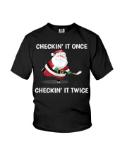Hockey Christmas Checkin it oince Youth T-Shirt tile
