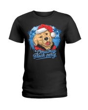 Merry Christmas golden retriever Dog Santa Xmas Ladies T-Shirt tile