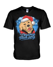 Merry Christmas golden retriever Dog Santa Xmas V-Neck T-Shirt tile