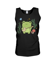 Kawaii Cute Frog Banjo Butterfly - Cottagecore Aesthetic Unisex Tank tile