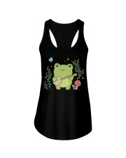 Kawaii Cute Frog Banjo Butterfly - Cottagecore Aesthetic Ladies Flowy Tank tile