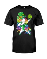 St Patricks Day Girls Dabbing Unicorn Classic T-Shirt front