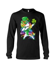 St Patricks Day Girls Dabbing Unicorn Long Sleeve Tee tile