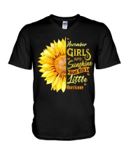 November Girls Are Sunshine Mixed Little Hurricane V-Neck T-Shirt tile