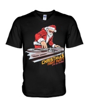 Claus Christmas Dj Xmas V-Neck T-Shirt tile