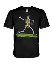 Baseball Skeleton V-Neck T-Shirt tile