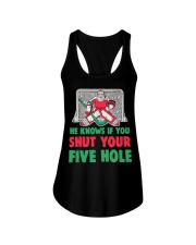 Funny Christmas Santa Hockey Goaltender Goalie Ladies Flowy Tank tile