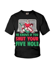Funny Christmas Santa Hockey Goaltender Goalie Youth T-Shirt tile