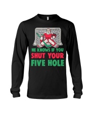 Funny Christmas Santa Hockey Goaltender Goalie Long Sleeve Tee tile