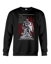 Knight Templar Crusader Warrior American Flag Crewneck Sweatshirt thumbnail