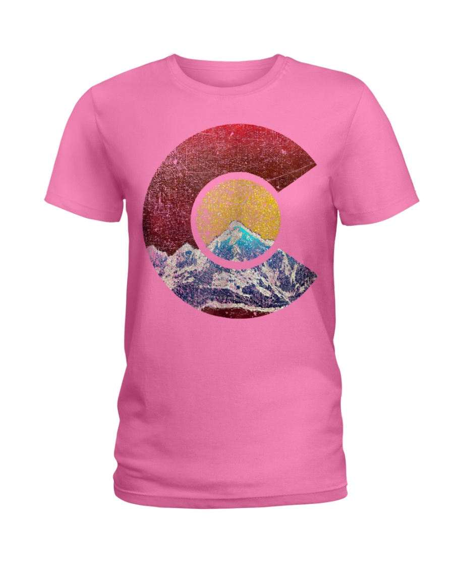 Colorado Shirt with Flag Themed Mountain Ladies T-Shirt