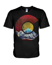 Colorado Shirt with Flag Themed Mountain V-Neck T-Shirt thumbnail