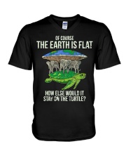 Flat Earth Society T Shirt Turtle Elephants V-Neck T-Shirt thumbnail